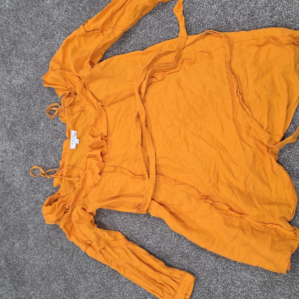 Orange Ruffle Off-Shoulder Dress - Picture 7 of 7